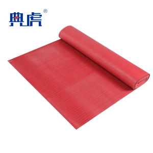 典虎 绝缘橡胶垫 红色条纹8mm*1m*5m 卷