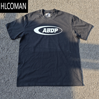 HLCOMAN美式棉质宽松230克重短袖夏季T恤运动休闲情侣复古印花圆领男