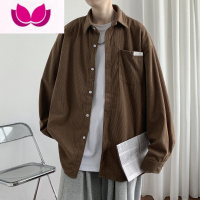 七斓日系复古灯芯绒夹克外套男宽松港风ins潮牌痞帅长袖衬衫男