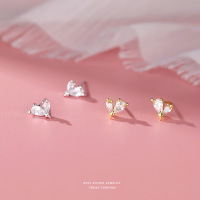 s999足银爱心耳钉女甜美简约时尚高级感星星气质耳饰情侣礼物批发送女朋友老婆情人节七夕生日礼物