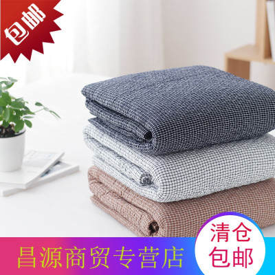 细格子日式全棉毛巾被纯棉毛巾毯单人双人空调毯儿童午睡毯沙发毯
