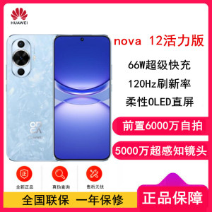 华为nova12 活力版 冰雪蓝 256GB 66W超级快充 120Hz刷新率 前置6000万超广角拍照 华为手机