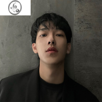 JiMiS925银熔岩陨石耳钉男生ins风简约设计不规则石头银银女个性潮流