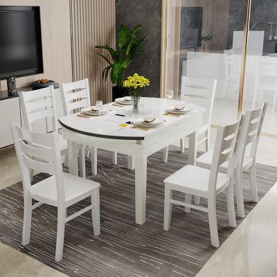 餐桌家用小户型圆桌多功能桌子可伸缩折叠餐桌椅组合现代简约饭桌