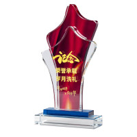 优彩嘉 政治生日纪念奖杯 水晶流动红旗款 J-04 单位:个