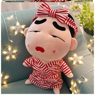 立体超软人偶男宝宝男童一体布偶小号车载娃娃摆件毛绒后窗车公仔红色浴袍（瞌睡了）E6745厘米（送20厘米蜡笔小新）