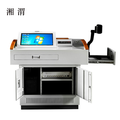 湘渭学校多媒体讲台钢制讲台演讲台中控讲台办公桌操作台1140*800*1000mm(钢面款)(不含显示器)