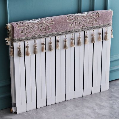 欧式暖气片罩装饰罩子布艺防尘套老式遮挡盖布遮挡帘保护套卫生 清歌紫色 长度120cm*厚度10cm*高度(含穗)20cm