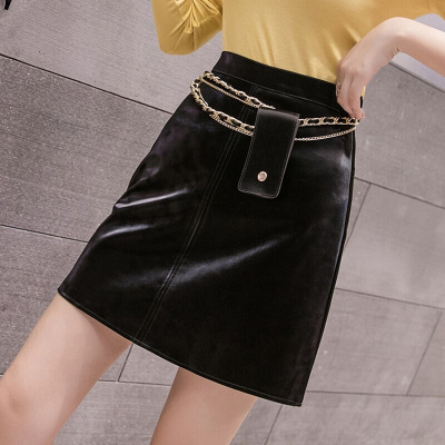 迪鲁奥（DILUAO)半身裙短裙2021年秋季款冬季网红pu小皮裙显瘦百搭包臀裙
