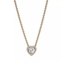 Pandora女士K金镀金锆石心形项链时尚优雅锁骨链饰品