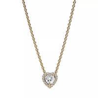 Pandora女士K金镀金锆石心形项链时尚优雅锁骨链饰品