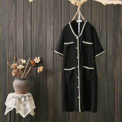 暖青汇胖mm大码200斤雪纺连衣裙夏季新款韩版显瘦中长款V领短袖复古裙潮大码女装