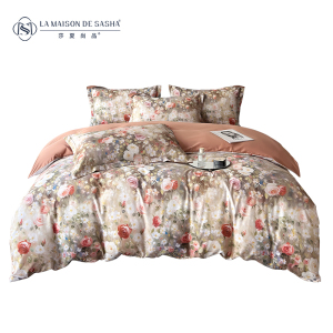 LA MAISON DE SASHA 60支全棉印花四件套 A类标准 新疆长绒棉 被套床单床上用品轻奢