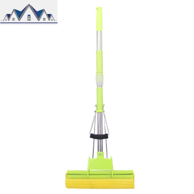 27CM吸水海绵拖把可伸缩滚轮式挤水家用胶棉拖把头地拖拖布免手洗 三维工匠