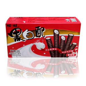 旺旺黑白配油脂型夹心饼干椰奶香草焦糖奶香味休闲零食品盒装56g