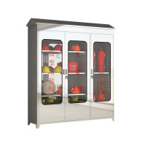 正斌304不锈钢柜消防救援器材箱防护用品柜室外微型消防站带雨棚1880*1500*400(加厚201材质)不含器材