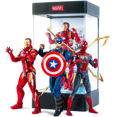正版漫威复仇者联盟4钢铁侠美国队长蜘蛛侠带发光展示盒人偶手办玩具模型摆件电影周边美国队长