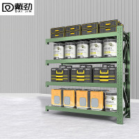 戴劲货架仓储仓库置物架超市快递铁架子储藏室军绿色货架副架(150*50*200cm-200KG/层)