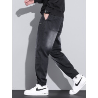 仿牛立体松紧腰运动裤休闲男新款宽松版型系带束脚百搭简约哈伦裤