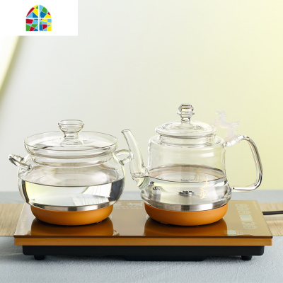 全自动上水式烧水壶智能底部上水家用电热水壶玻璃茶具套装泡茶炉 FENGHOU 20*37金色-桶装水(带蓝光)