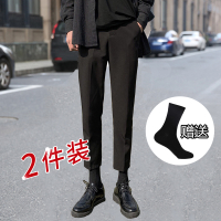 SUNTEK韩版休闲裤子男修身西裤直筒裤宽松九分裤百搭港风阔腿裤学生潮流西裤