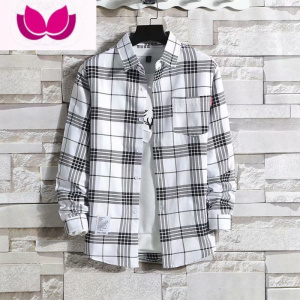 七斓衣男女长袖情侣格子衬衫薄款透气工服工作大码上衣服外套