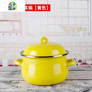 特厚搪瓷锅18cm迷你汤锅马卡龙色小锅仔 搪瓷 珐琅双料辅食甜品锅 FENGHOU 18cm土耳其锅[黄]