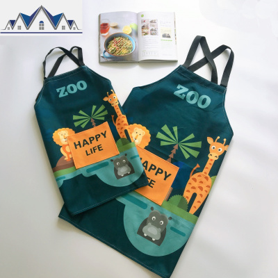 北欧ins男女家用厨房围裙背带式防油污棉麻大人围兜亲子洗碗罩衣 三维工匠