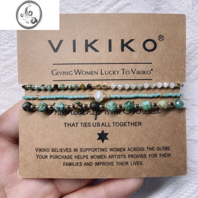 JiMi轻奢ins女生小清新绿松石串珠手链 女生闺蜜礼物