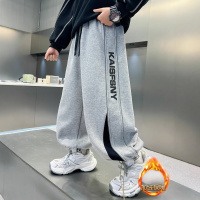 男童裤子秋冬装新款初中生加绒直筒阔腿卫裤帅气一体绒运动裤