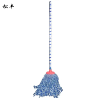 松丰实木棉线拧水拖把吸水清洁拖布地拖墩布拖把140cm把