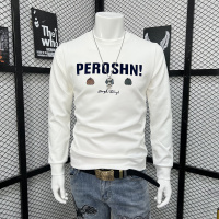 欧货秋冬新款男士圆领字母南瓜卫衣潮牌时尚长袖体恤打底衫上衣潮