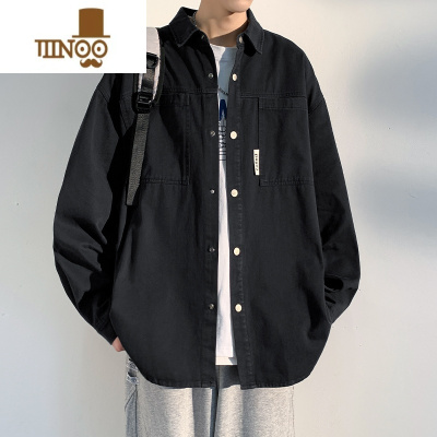 YANXU工装衬衫男长袖宽松日系外套潮牌百搭休闲复古男装衬衣