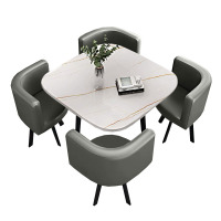 锦北 洽谈桌休息区谈判桌北欧风会客接待桌简约奶茶店桌椅组合 组合七