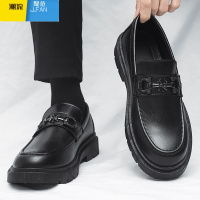 聚范男鞋秋季英伦商务正装休闲皮鞋男士上班工作黑色百搭软底豆豆潮鞋