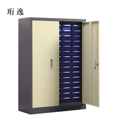 珩逸文件柜零件整理柜抽屉式分类75抽蓝色带门小号抽屉