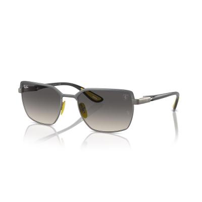 RayBan男士方框太阳镜时尚黑色金属框灰色偏光镜片