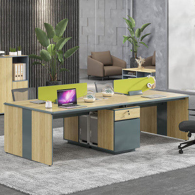 域赢职员位办公桌屏风工作位现代简约隔断卡座一字型面对面四人位单柜