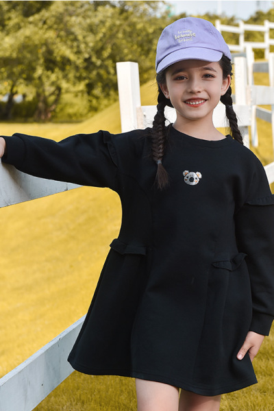 [1件3折]铅笔俱乐部童装秋装女童长袖连衣裙中大童宽松休闲裙子