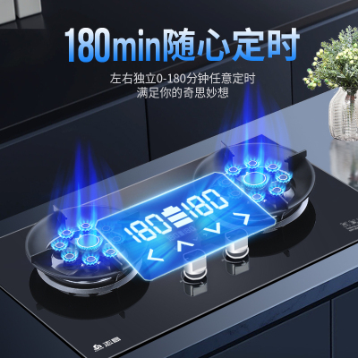 志高(CHIGO)F218双灶眼燃气灶(天然气)5.2KW九腔猛火左右独立定时 台式嵌入式两用