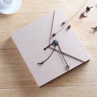 覆膜DIY手工相册影集宝宝成长情侣自粘纪念本七夕情人节男友 三维工匠 亚麻相册—米白色(黑卡20张)