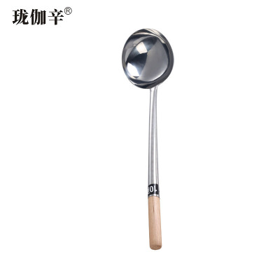 珑伽辛 不锈钢木柄炒勺 10两/把