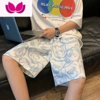 七斓夏季薄款小熊满印休闲短裤男ins潮牌宽松五分裤子潮流学生沙滩裤