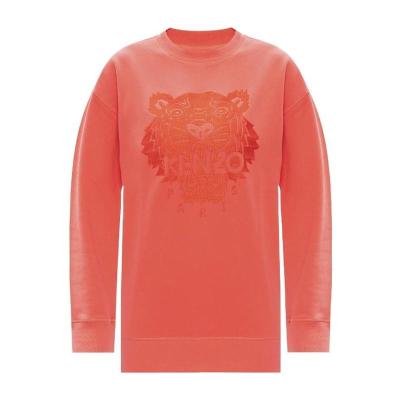 高田贤三(Kenzo)粉红虎头印花棉质圆领长袖运动卫衣女款休闲百搭