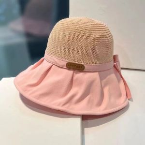 韩版拼接渔夫帽大帽檐女春夏透气户外遮阳蝴蝶结