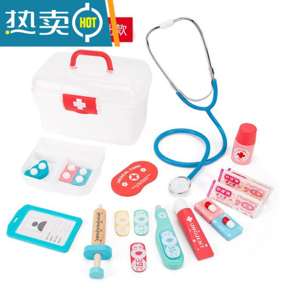 木制仿真小医生玩具套装女孩工具箱打针护士儿童扮演过家家听诊器真智力