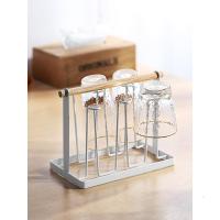 森美人家用日式创意玻璃杯酒杯架子置物架倒挂沥水喝水咖啡杯带托盘套装