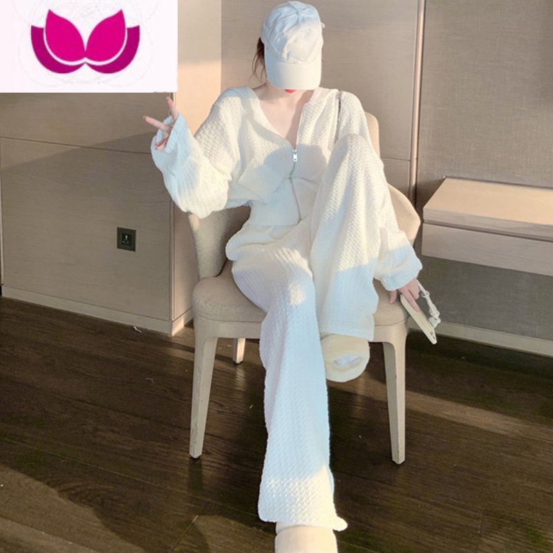 七斓小香风高端卫衣休闲运动套装女2023新款时尚炸街阔腿裤套