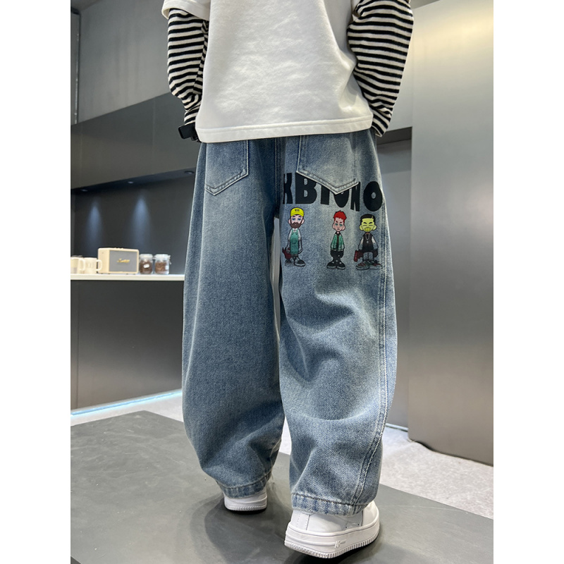 儿童装男童秋装裤子新款中大童炸街牛仔裤秋冬款男孩加绒长裤