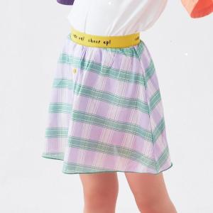 [2件2折价:29]moomoo童装女中童短裙儿童内衬裙子夏季新款洋气轻薄格子彩条半裙